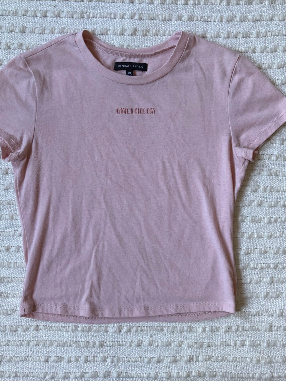 Kendall + Kylie Light Pink Have A Nice Day Baby Tee Size XS